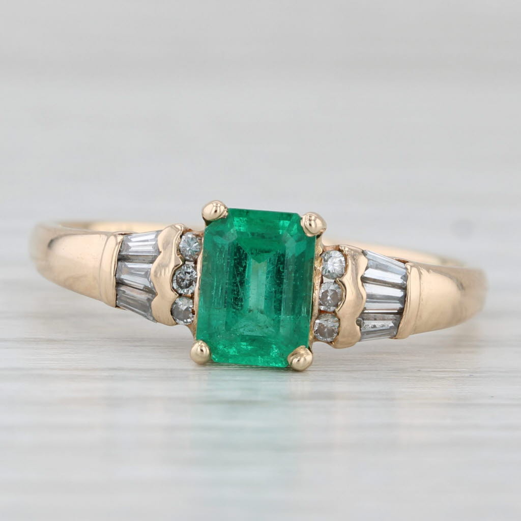 Light Gray 1.19ctw Emerald Diamond Ring 14k Yellow Gold Size 9.75 Emerald Cut