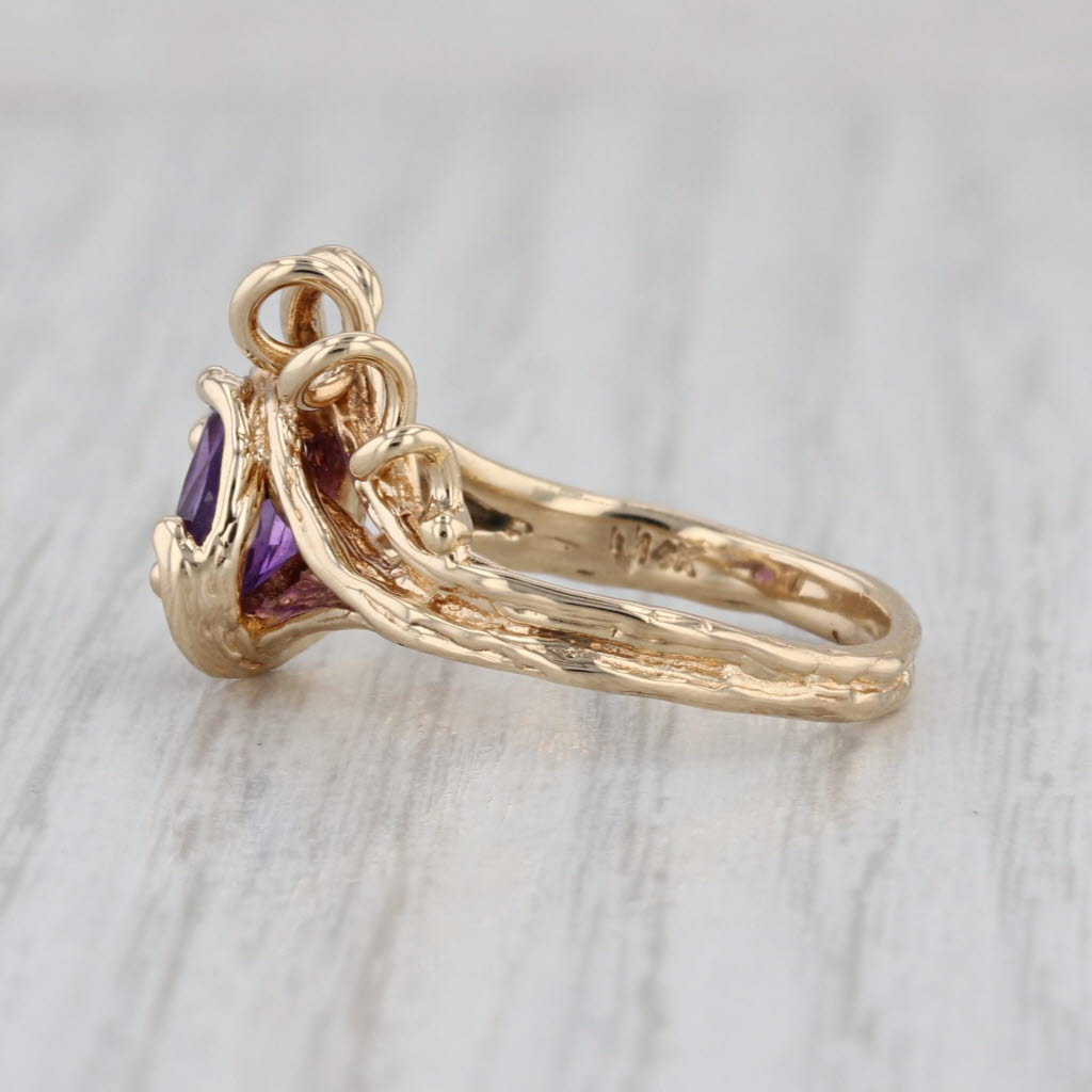 Custom 1.05ct Oval Solitaire Amethyst Coiled Ring 14k Yellow Gold Size 6.5