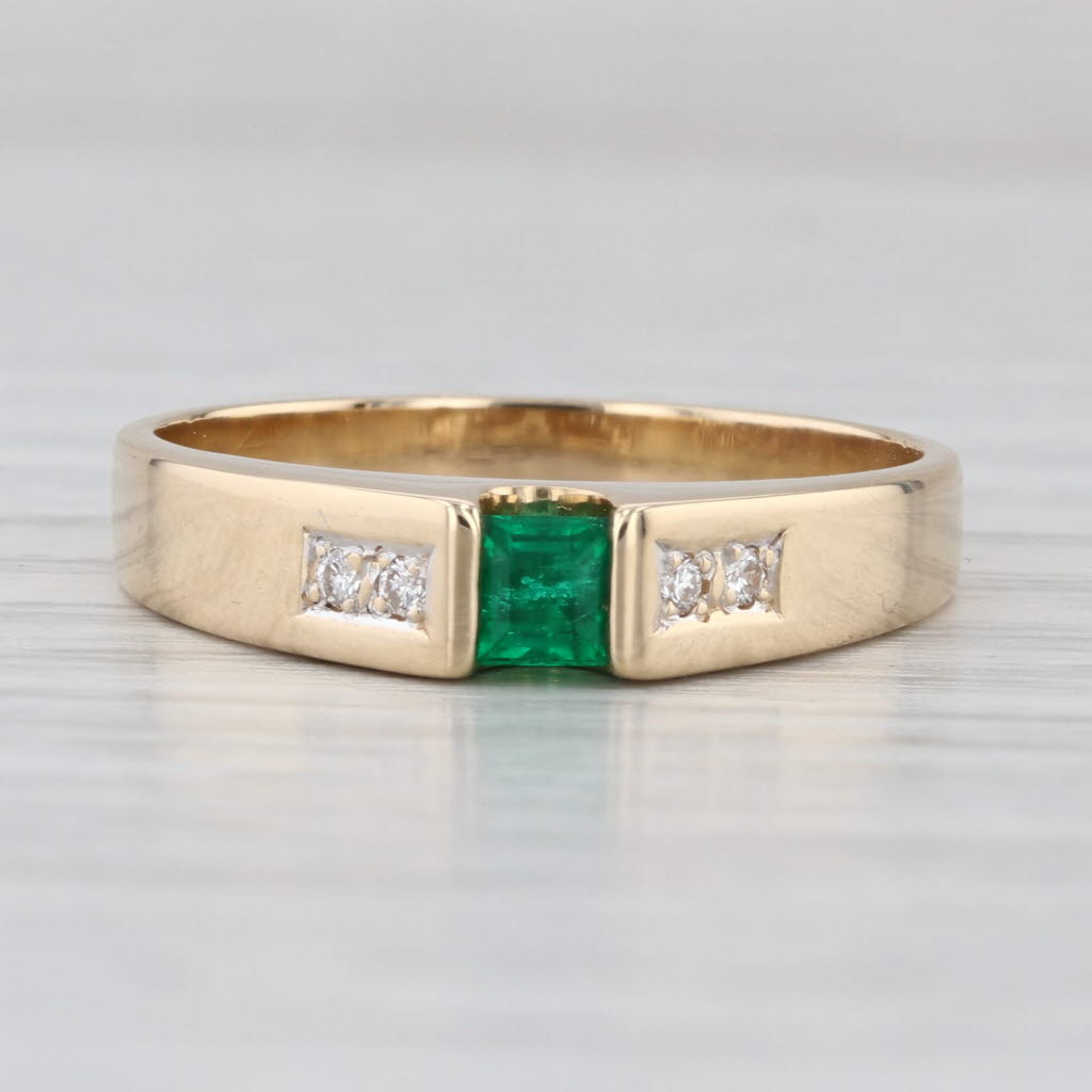 0.29ctw Emerald Diamond Ring 14k Yellow Gold Size 8.5 Engagement Stackable