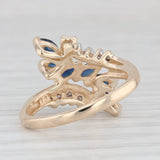 0.50ctw Blue Sapphire Diamond Bypass Ring 14k Yellow Gold Size 5.25