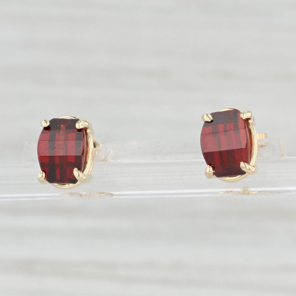 Light Gray 5ctw Garnet Stud Earrings 14k Yellow Gold Solitaire Studs January Birthstone