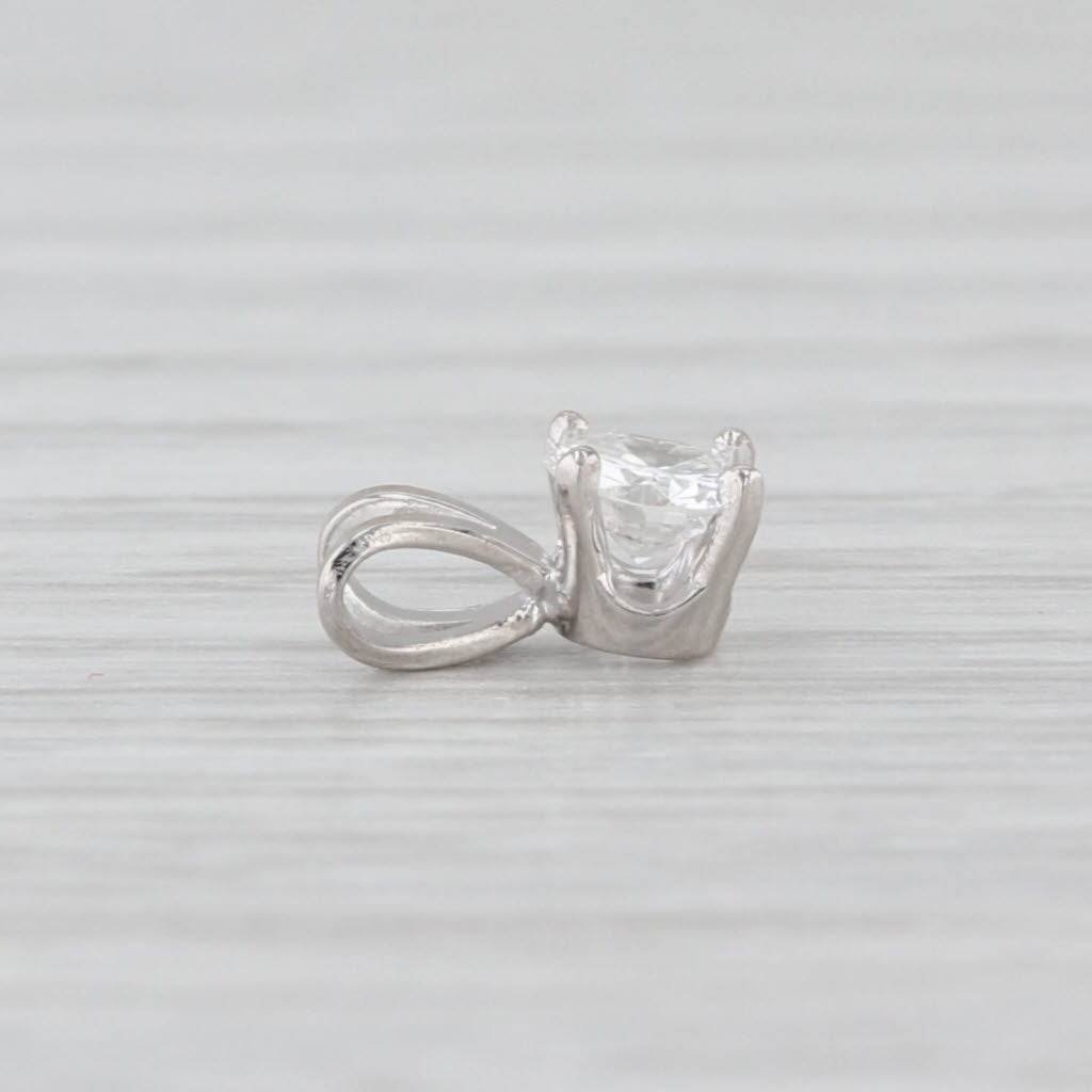 New 0.22ct Diamond Solitaire Pendant 14k White Gold 4 Prong Small Round Drop