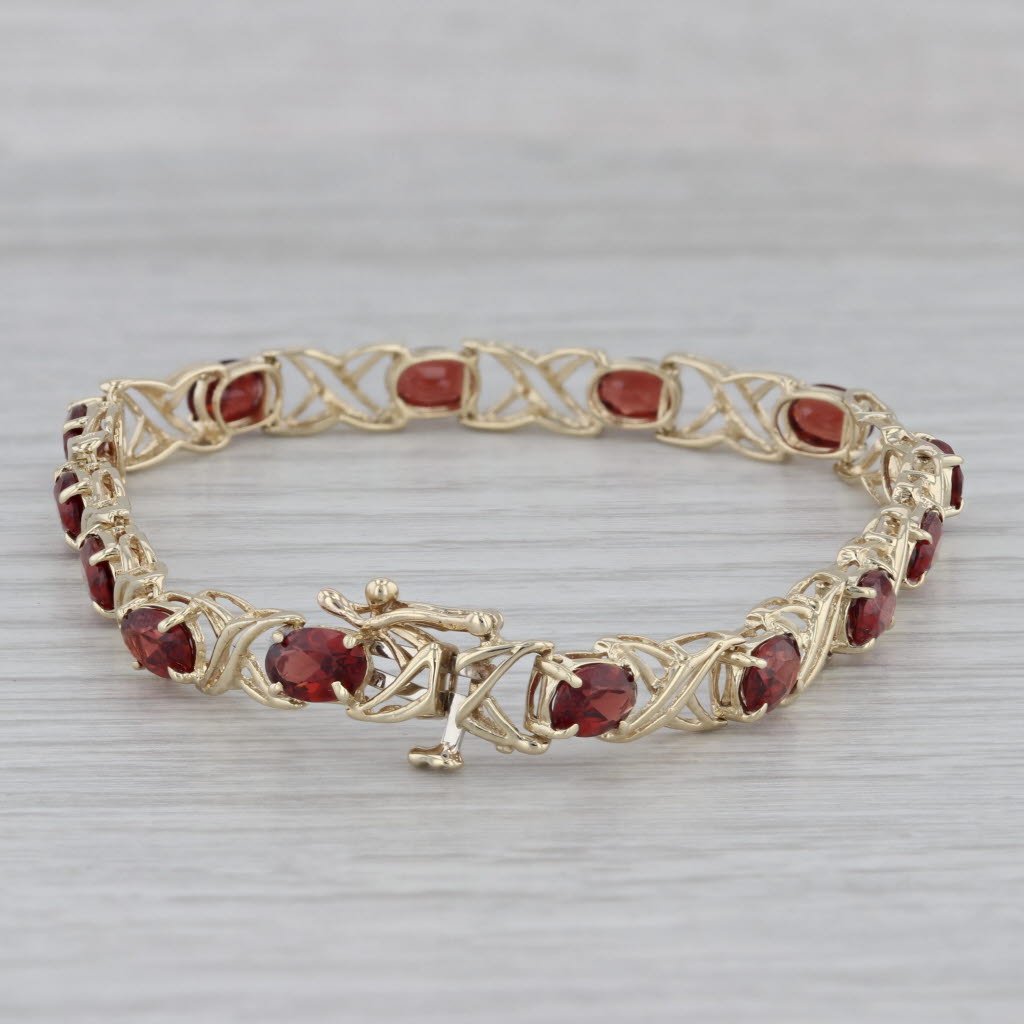 Gray 8ctw Garnet Tennis Bracelet 10k Yellow Gold 6.75" 5.6mm