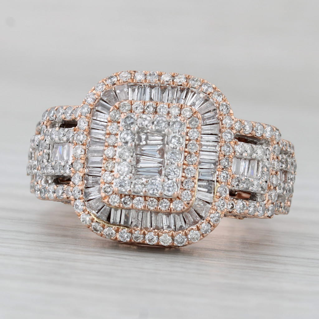 Gray 2.43ctw Diamond Halo Ring 10k Rose Gold Size 10