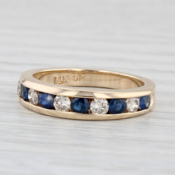 1.02ctw Blue Sapphire Diamond Ring 14k Yellow Gold Size 6-6.25 Stackable Band