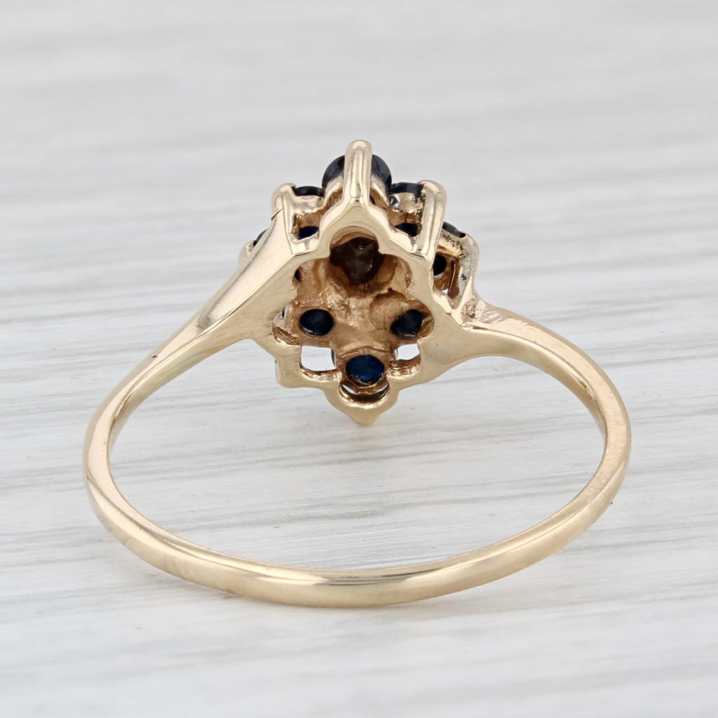 Light Gray 0.50ctw Blue Sapphire Ring 10k Yellow Gold Size 6.5 Diamond Accents