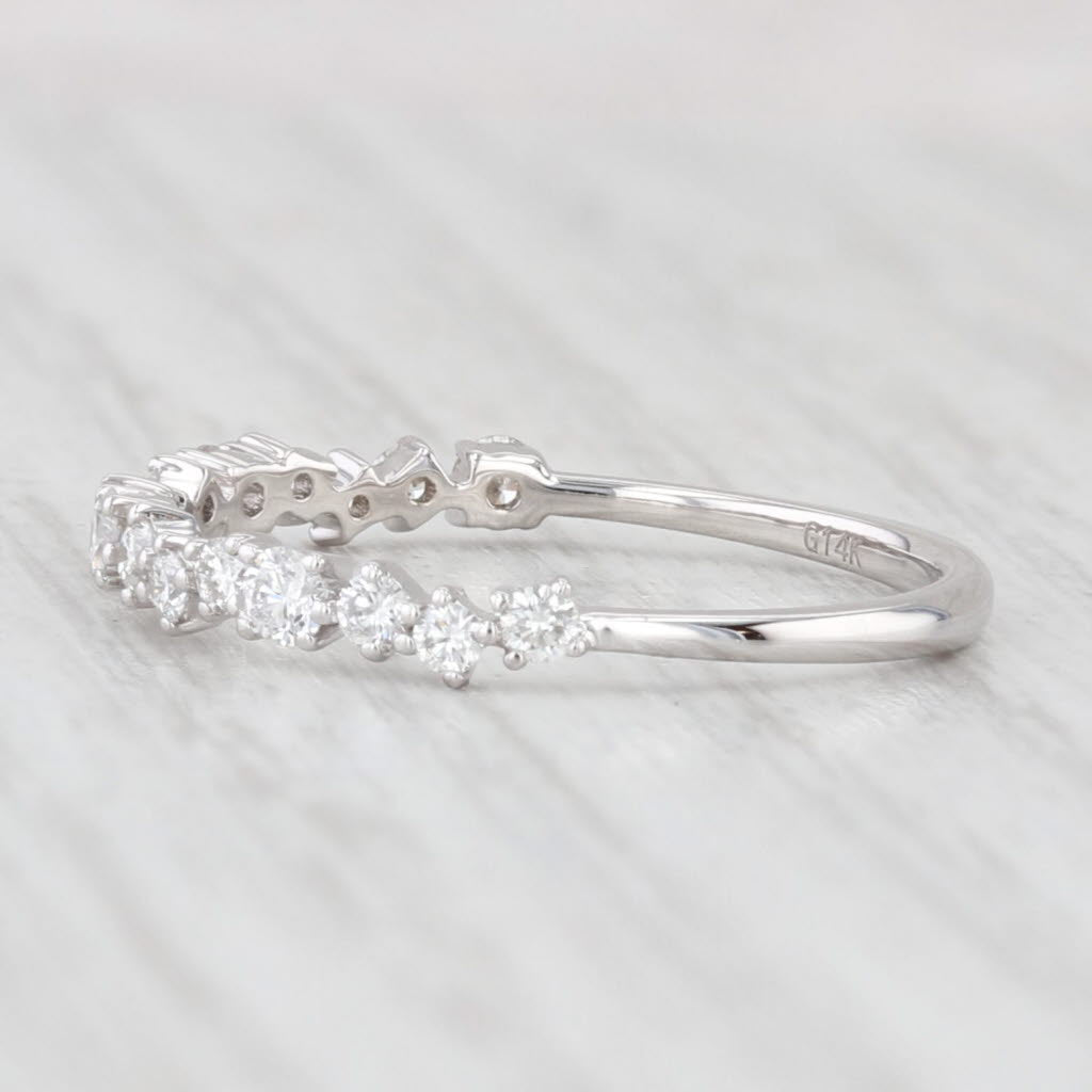 Light Gray New 0.38ctw Diamond Wedding Band 14k White Gold Stackable Anniversary Ring 6.5