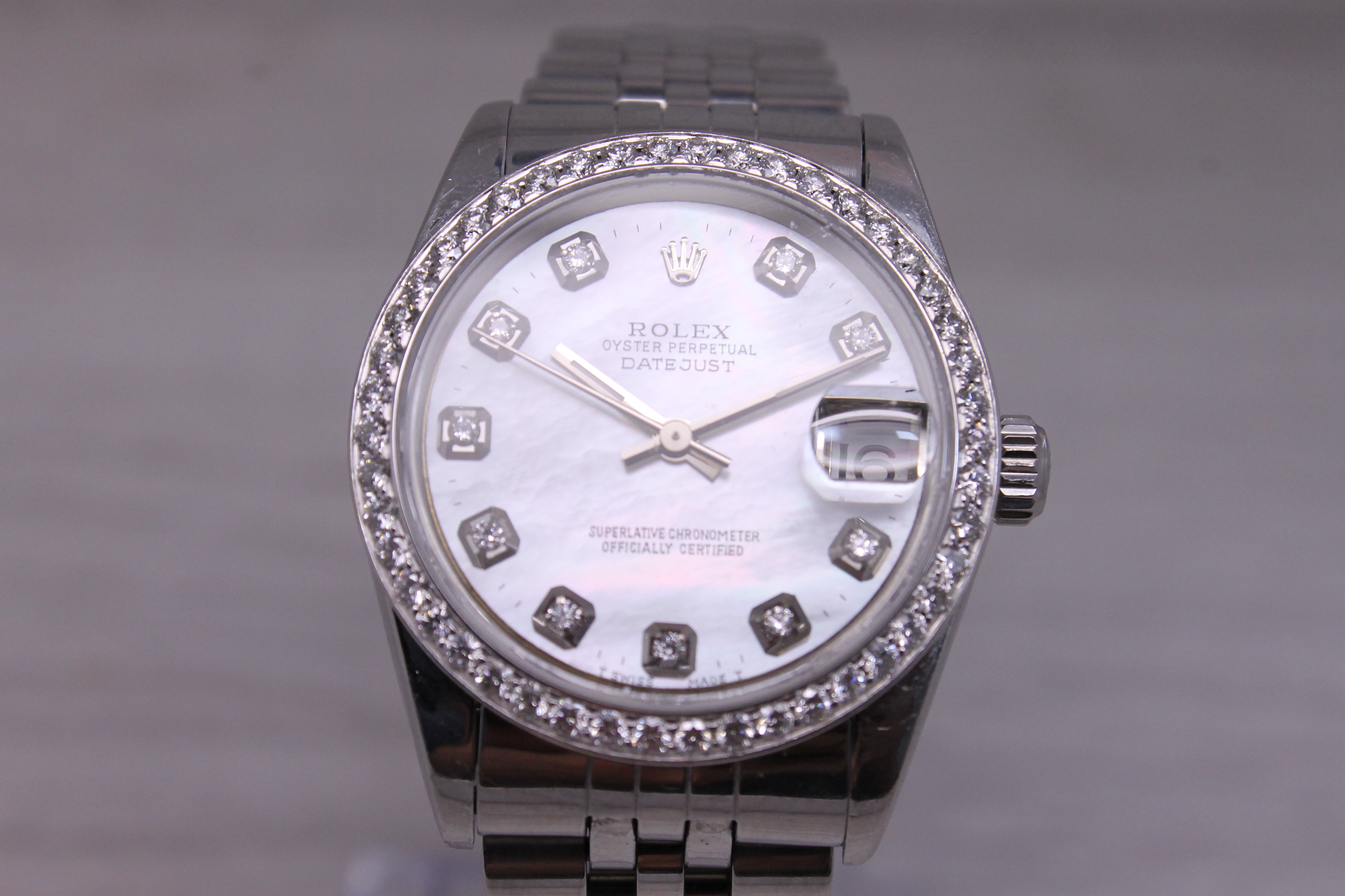 2002 Rolex Datejust 31mm Steel & Gold Ladies Watch ref.78240 Diamond Bezel