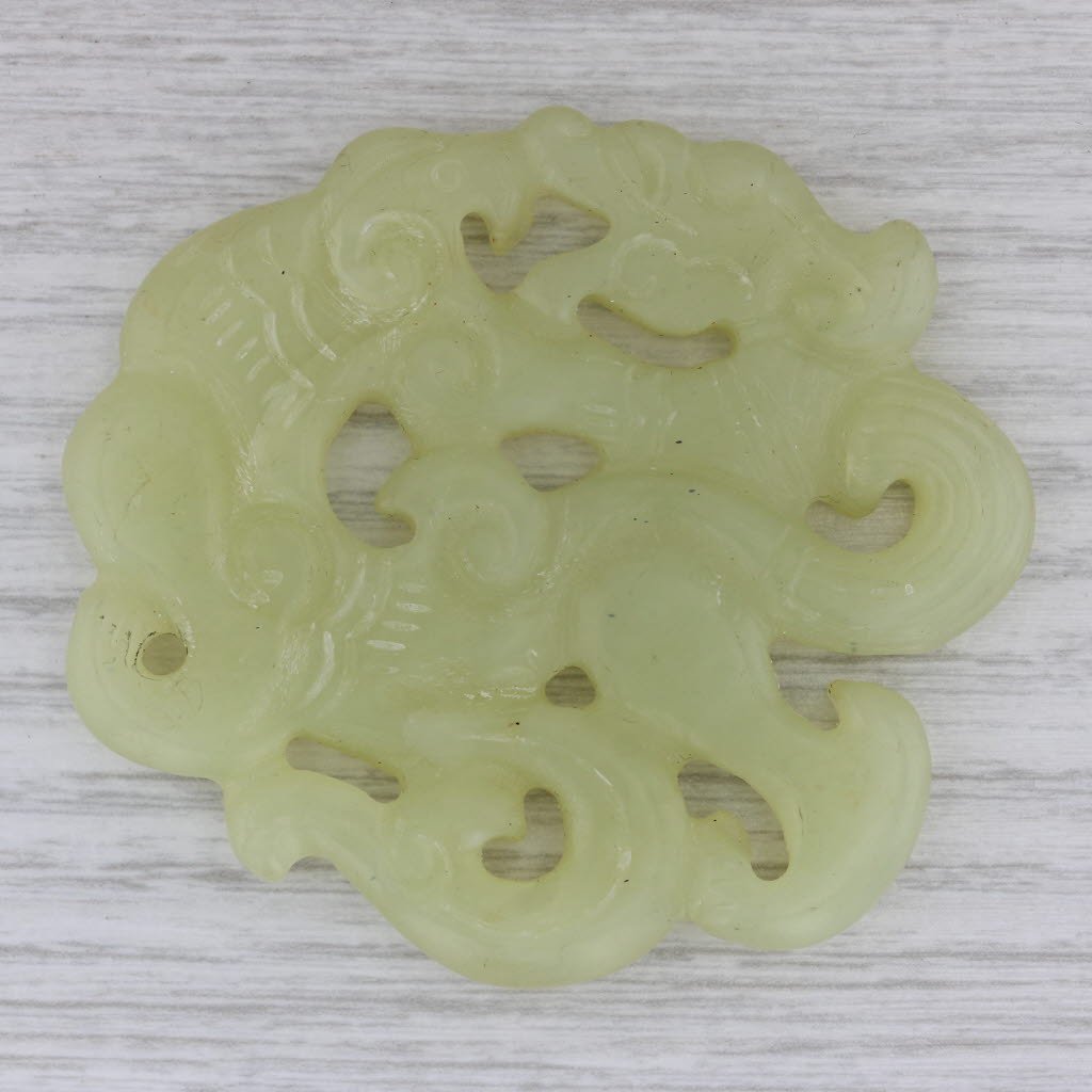 Light Green Serpentine Carved Stone Dragon