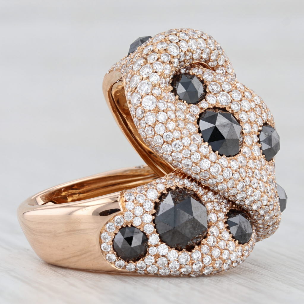 Palmiero 9.27ctw Black White Diamond Knot Ring 18k Yellow Gold Size 7 Cocktail