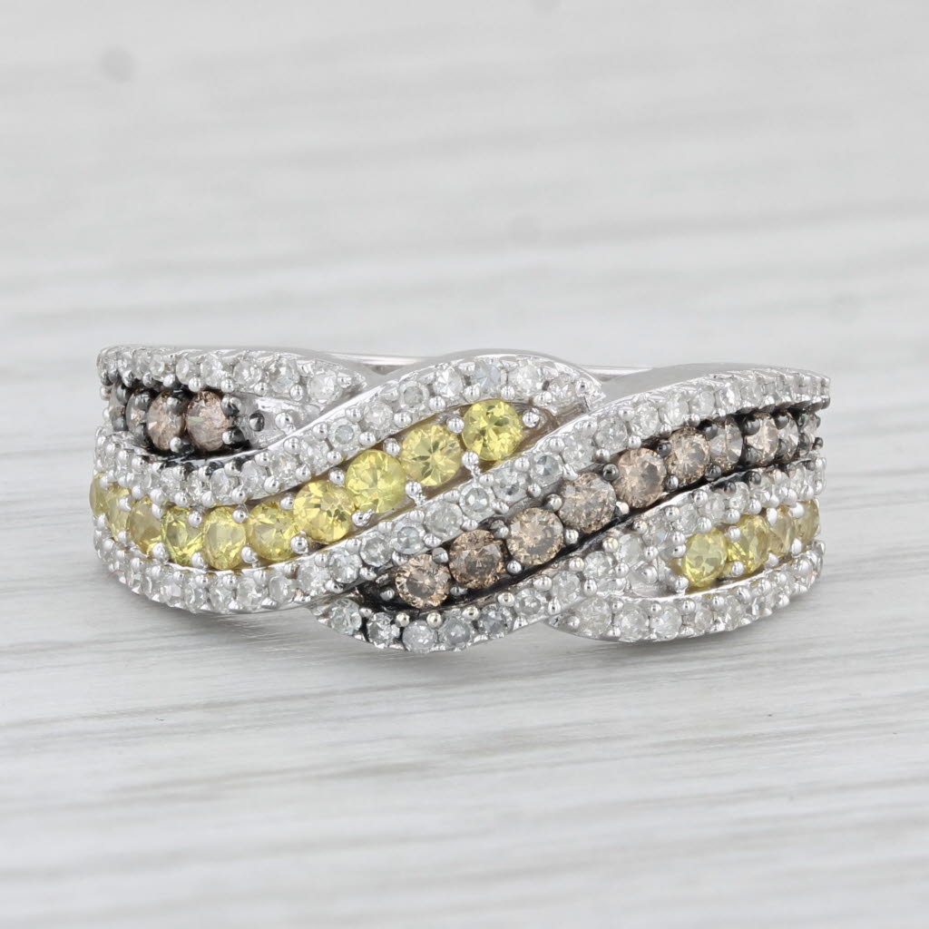 Light Gray 0.80ctw White Brown Diamond Yellow Sapphire Ring 14k Yellow Gold Size 7.25