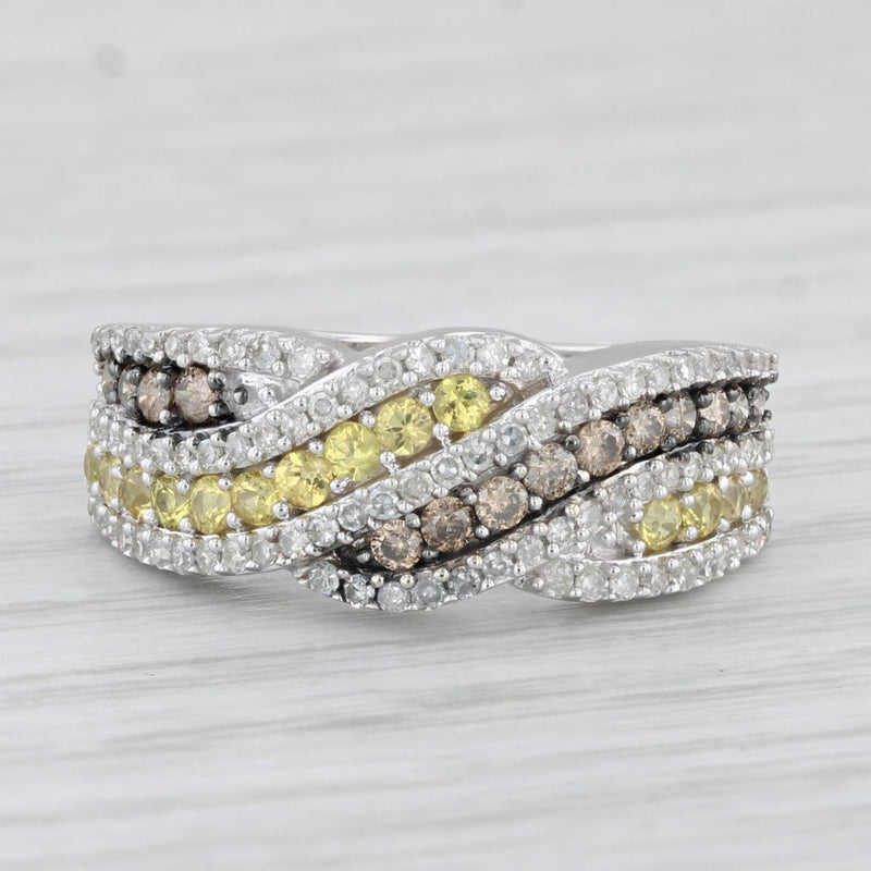 0.80ctw White Brown Diamond Yellow Sapphire Ring 14k Yellow Gold Size 7.25