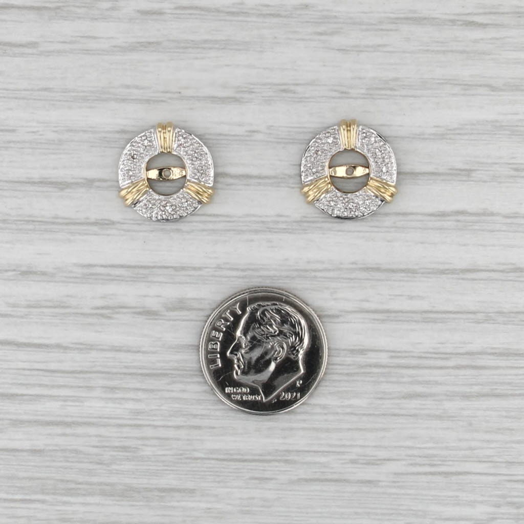 Diamond Accented Earring Enhancers 14k White Yellow Gold for Studs