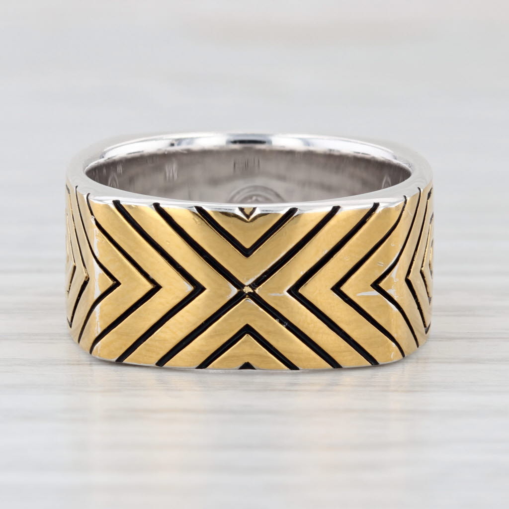 Effy Men's Ring Sterling Silver Gold Plated Size 10.25 Ring X Pattern