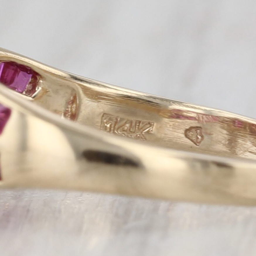 1.10ctw Marquise Ruby Diamond Halo Ring 14k Yellow Gold Size 7