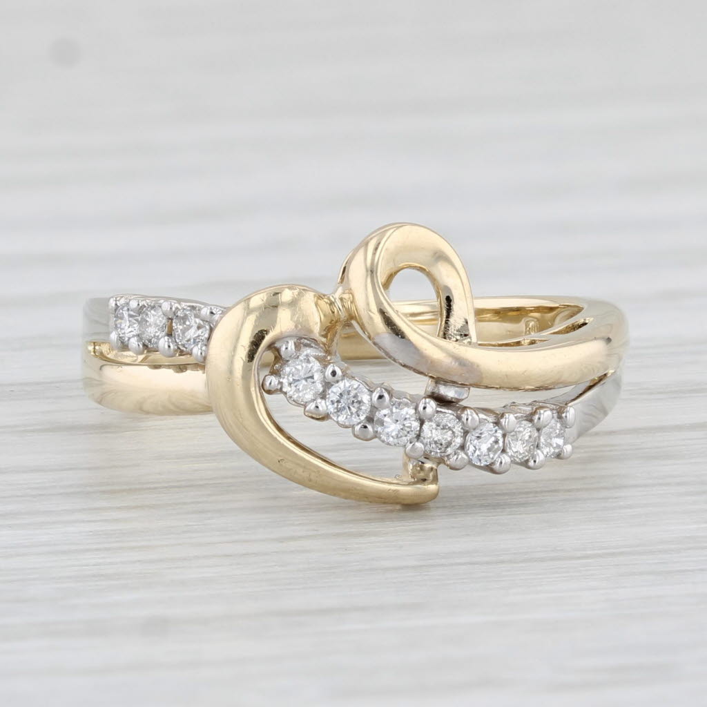 Light Gray 0.13ctw Diamond Abstract Heart Ring 10k Yellow Gold Size 7