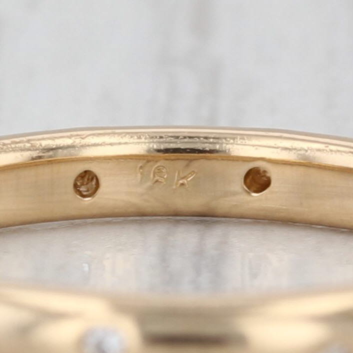 Diamond Dots Wedding Band 18k Yellow Gold Stackable Ring Size 6.25