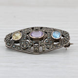 Amethyst Lab Created Spinel Sapphire Brooch Sterling Silver Statement Pin