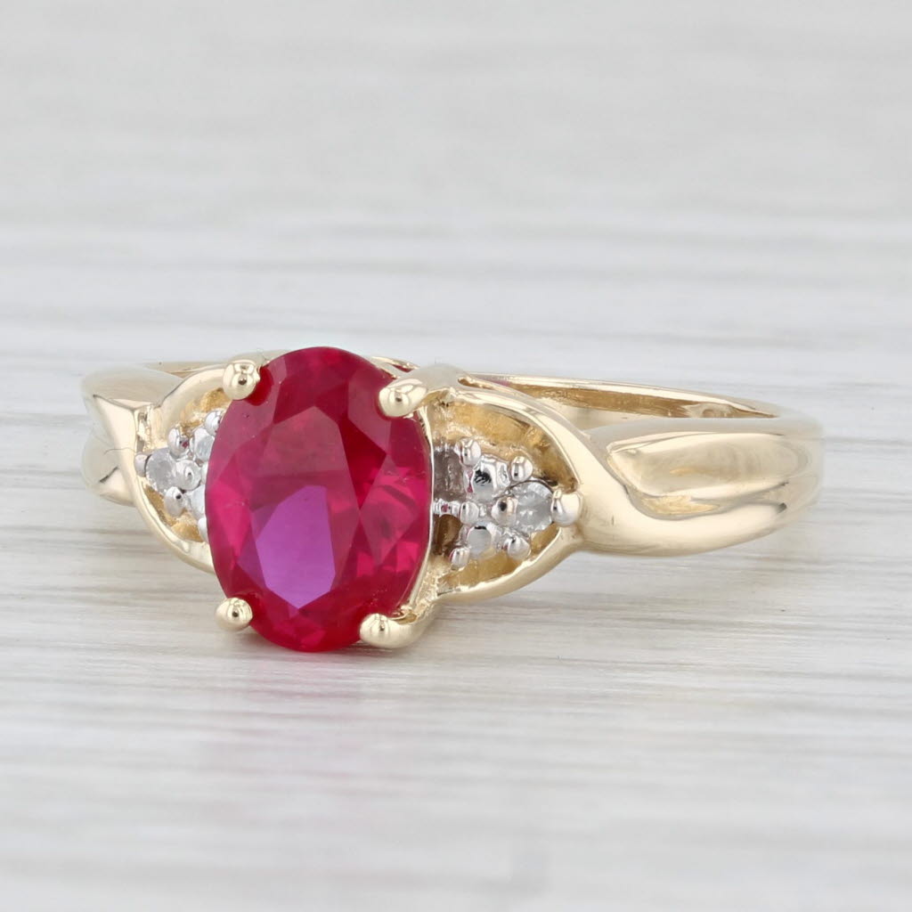 Light Gray 1.48ctw Oval Lab Created Ruby Diamonds 10k Yellow Gold Size 7