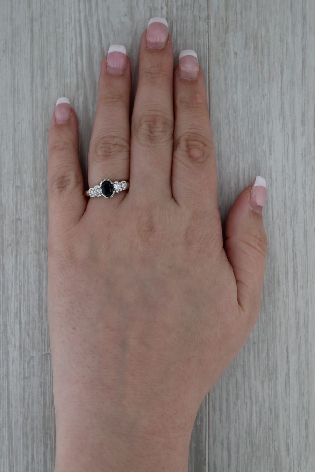 1.60ctw Oval Blue Sapphire Diamond Ring 14k White Gold Size 6.75 Engagement