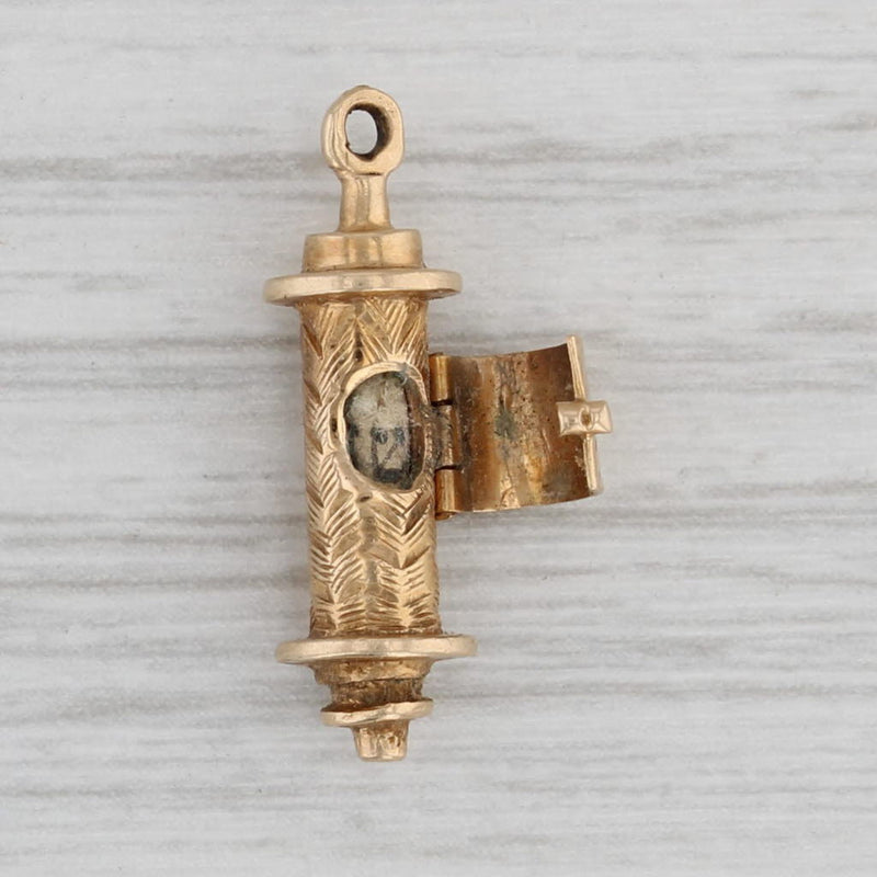 Vintage Jewish Mezuzah Hebrew Charm 14k Gold Open with Paper Inside Pendant