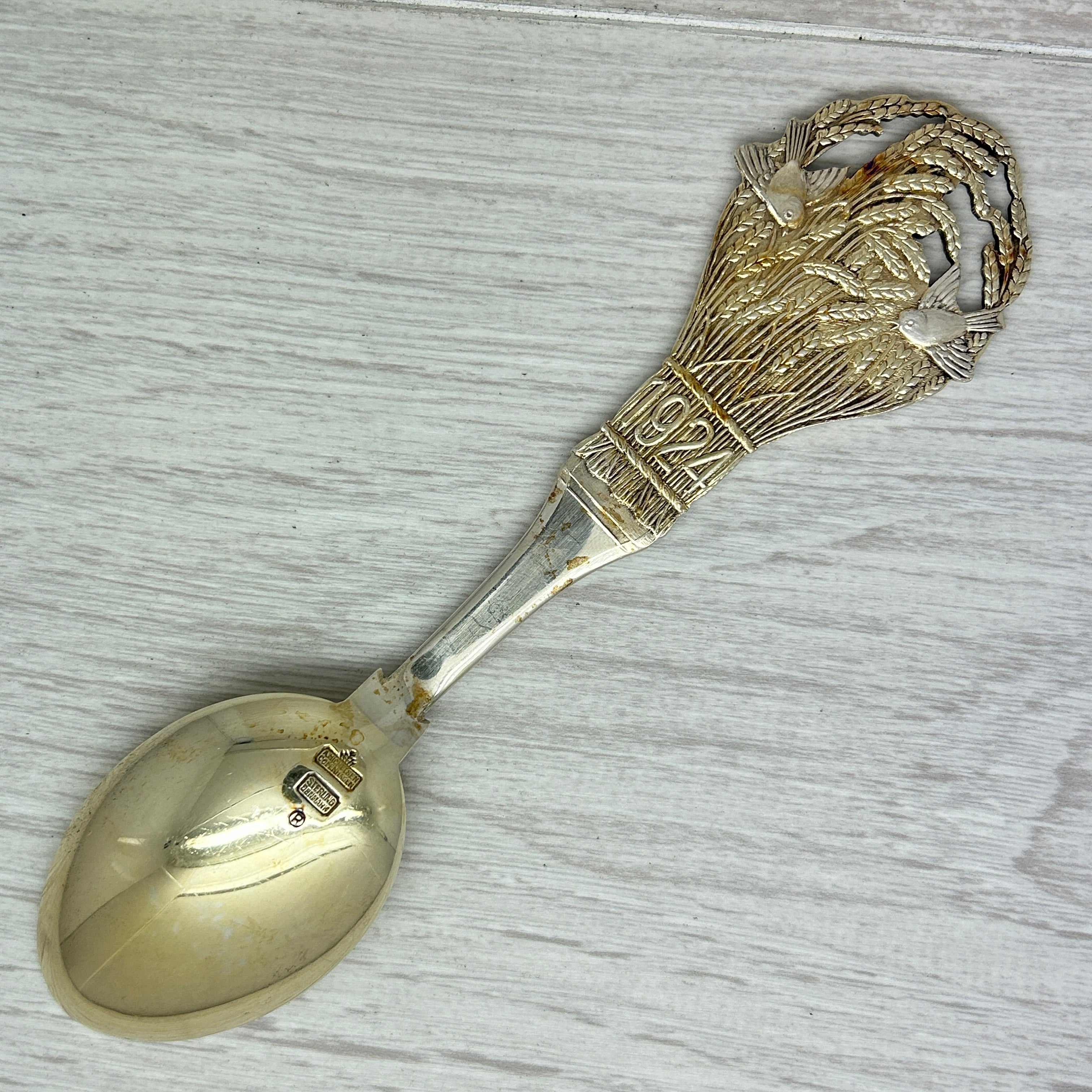 Gray Vintage 1924 Anton Michelsen Sterling Silver Christmas Spoon Denmark