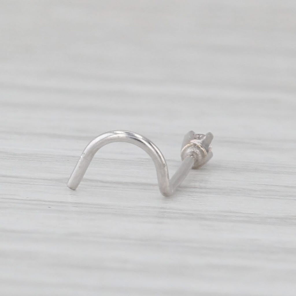 New Diamond Nose Piercing Stud 14k White Gold Round Solitaire Curved Post