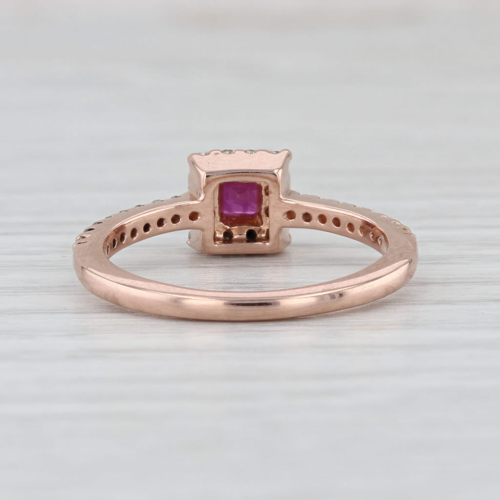 0.60ctw Ruby Diamond Halo Ring 14k Rose Gold Size 7 Engagement