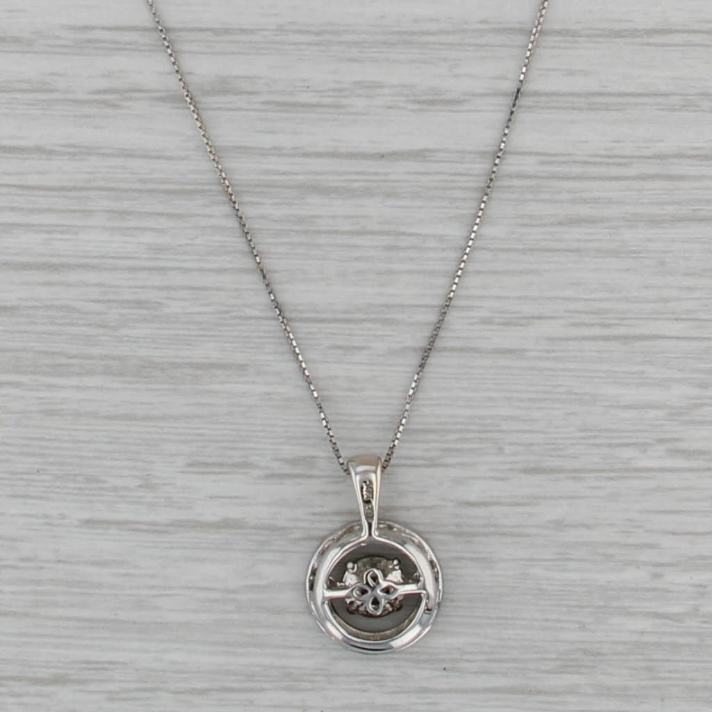 0.83ctw Floating Diamond Halo Pendant Necklace 14k White Gold 18.75" Box Chain