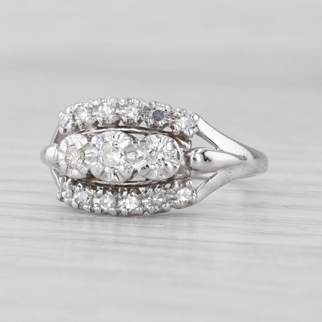 Vintage 0.43ctw Diamond Ring 14k White Gold Size 8.5 Bridal