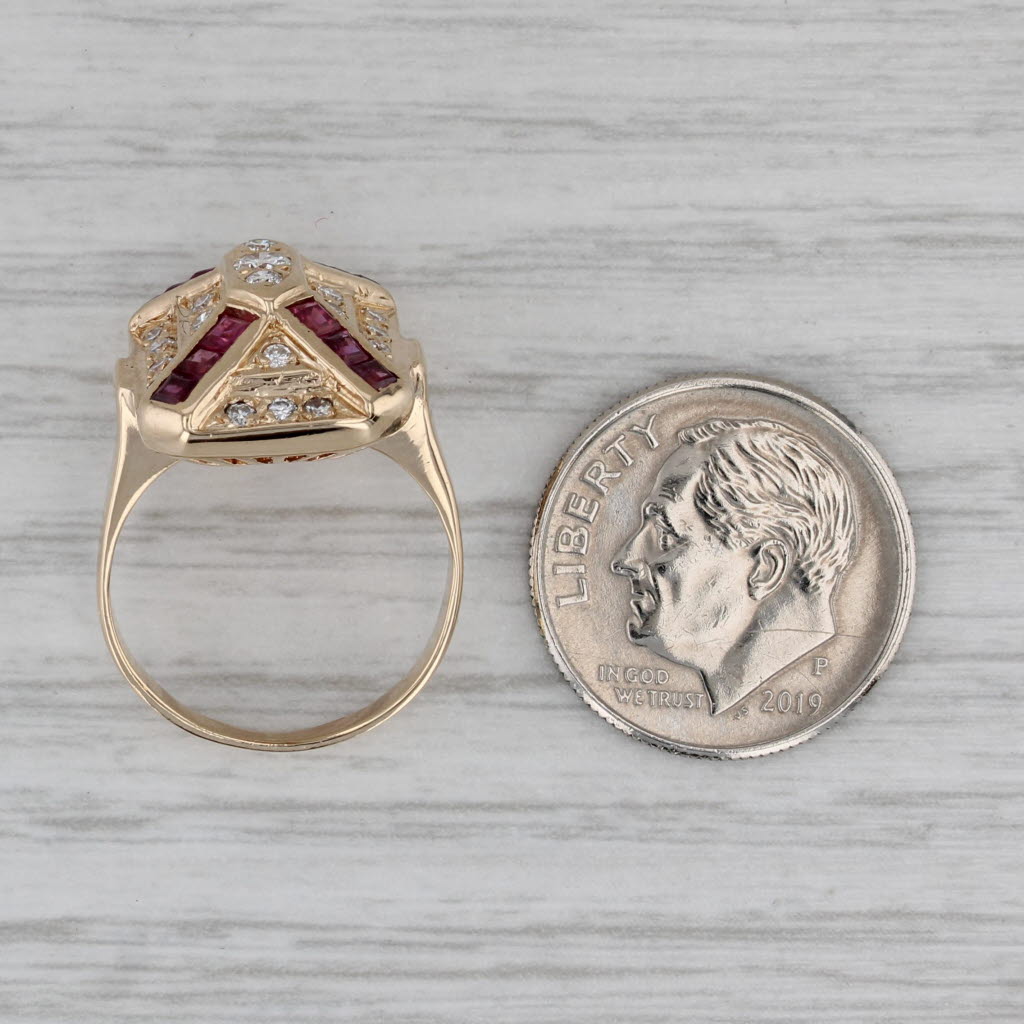 Gray 1.24ctw Tiered Diamond Ruby Ring 14k Yellow Gold Size 4.75