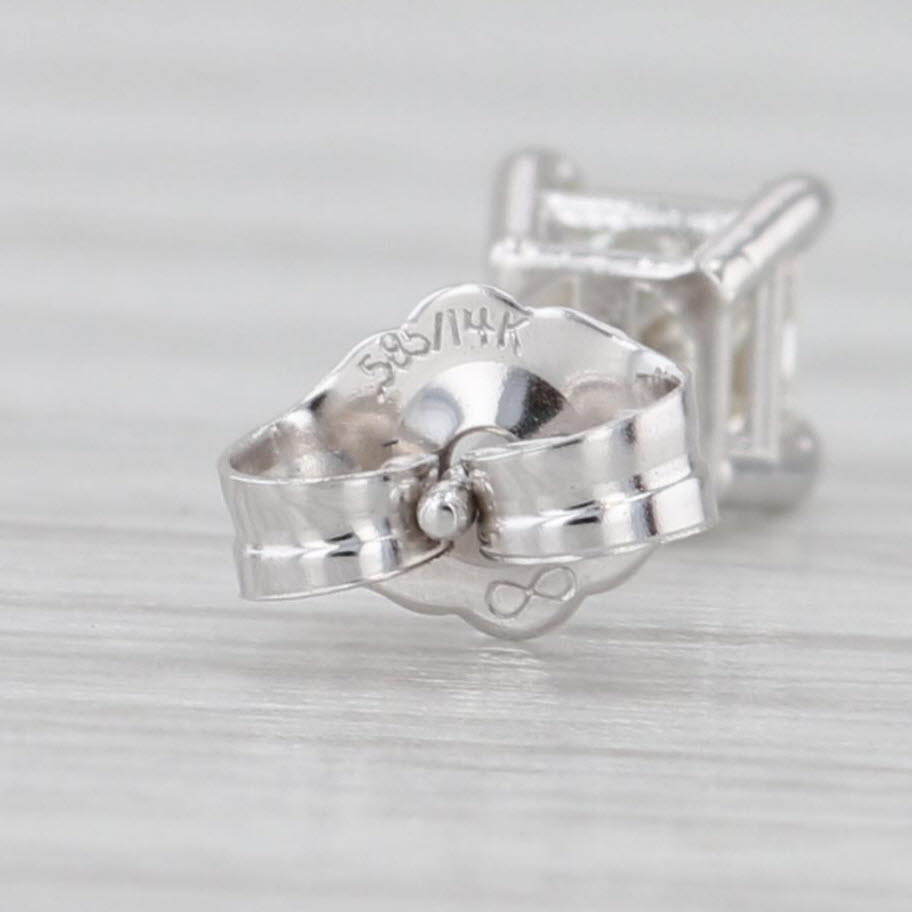 Light Gray 0.56ctw Princess Diamond Solitaire Stud Earrings 14k White Gold