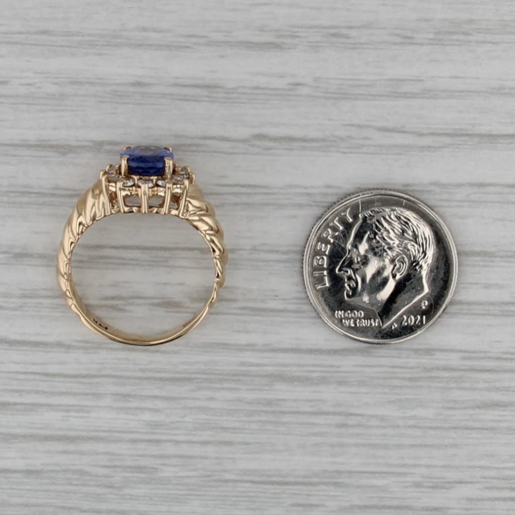 1.59ctw Oval Tanzanite Diamond Halo Ring 14k Yellow Gold Size 5.5
