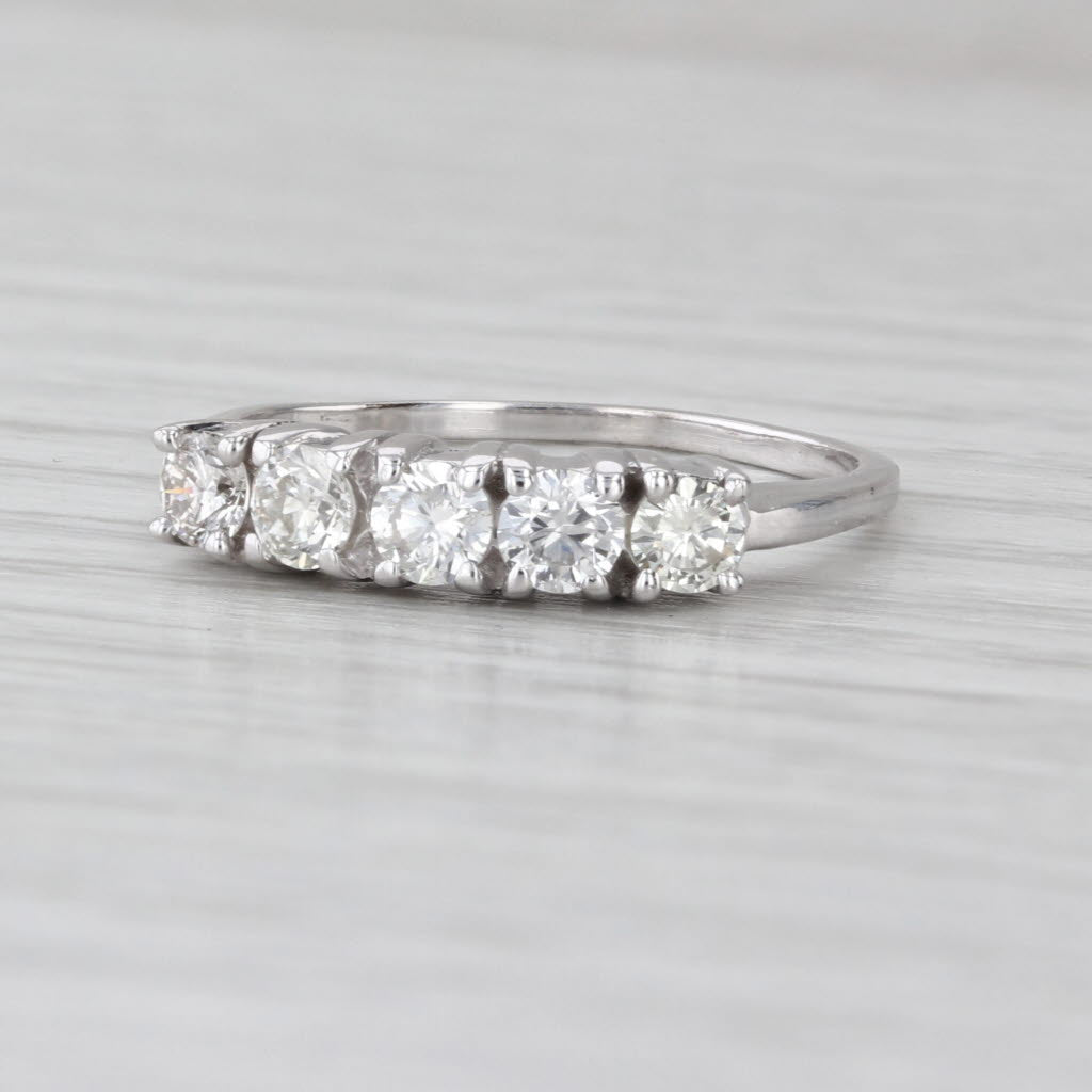 Vintage 0.70ctw Diamond Wedding Band 14k White Gold Stackable Anniversary Ring