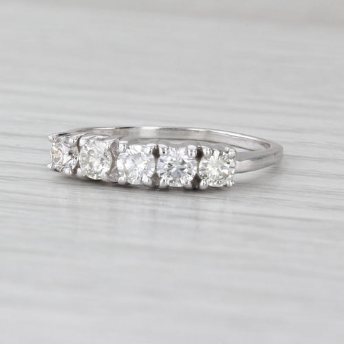 Vintage 0.70ctw Diamond Wedding Band 14k White Gold Stackable Anniversary Ring