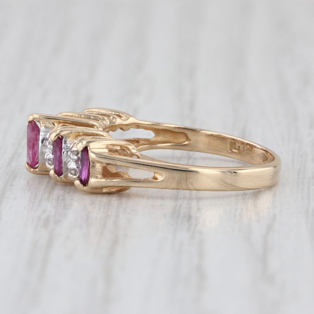 0.70ctw Tiered Ruby Diamond Pyramid Ring 14k Yellow Gold Size 6.25 Stackable