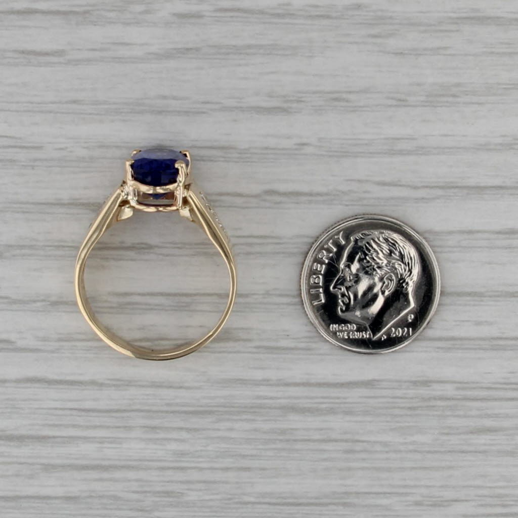 5.01ctw Oval Tanzanite Diamond Ring 14k Yellow Gold Size 8-8.25