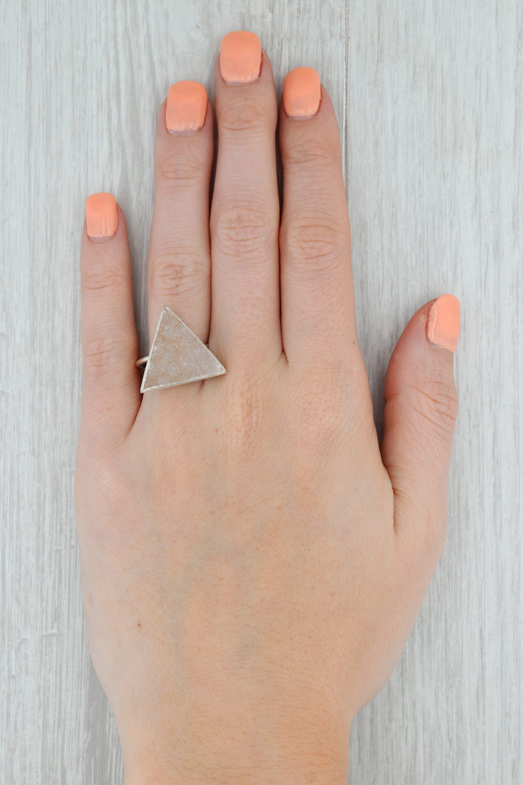 New Nina Wynn Trio Sand Druzy Quartz Ring Sterling Silver Size 7.25 Statement