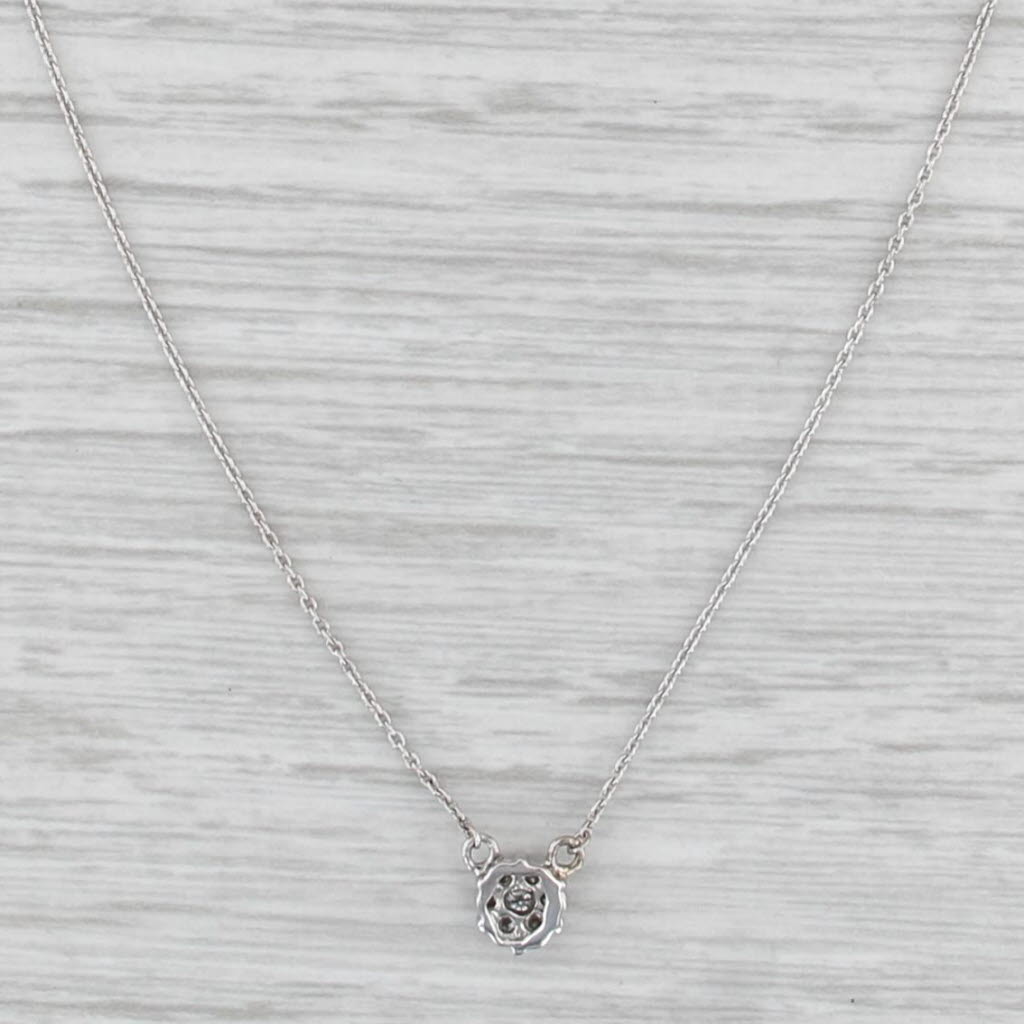 New 0.15ctw Diamond Cluster Stationary Pendant Necklace 14k Gold Adjustable