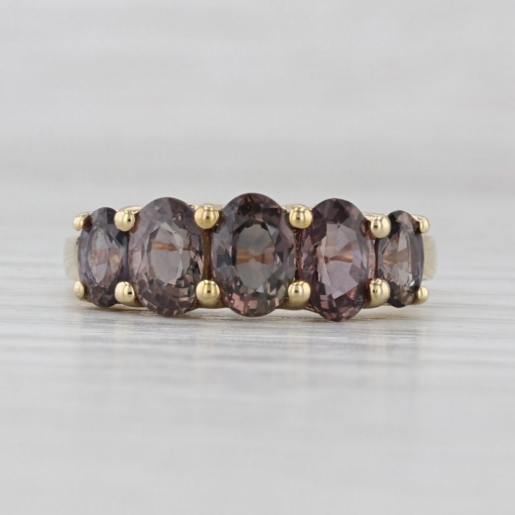 Light Gray 2.29ctw Pink Sapphire Ring 10k Yellow Gold Oval 5-Stone Size 5