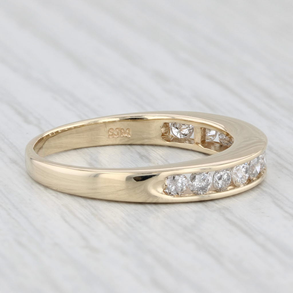 Light Gray 0.60ctw Diamond Wedding Band 14k Yellow Gold Size 8.5 Stackable Anniversary Ring