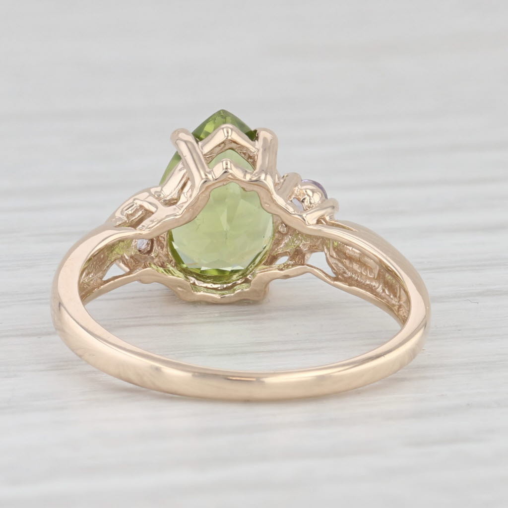 Light Gray 1.79ctw Pear Peridot Tanzanite Ring 10k Yellow Gold Size 6