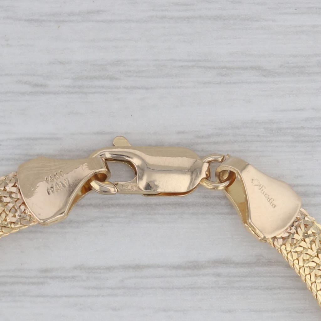 Gray Mesh Chain Bracelet 14k Yellow Gold 7" 5.6mm