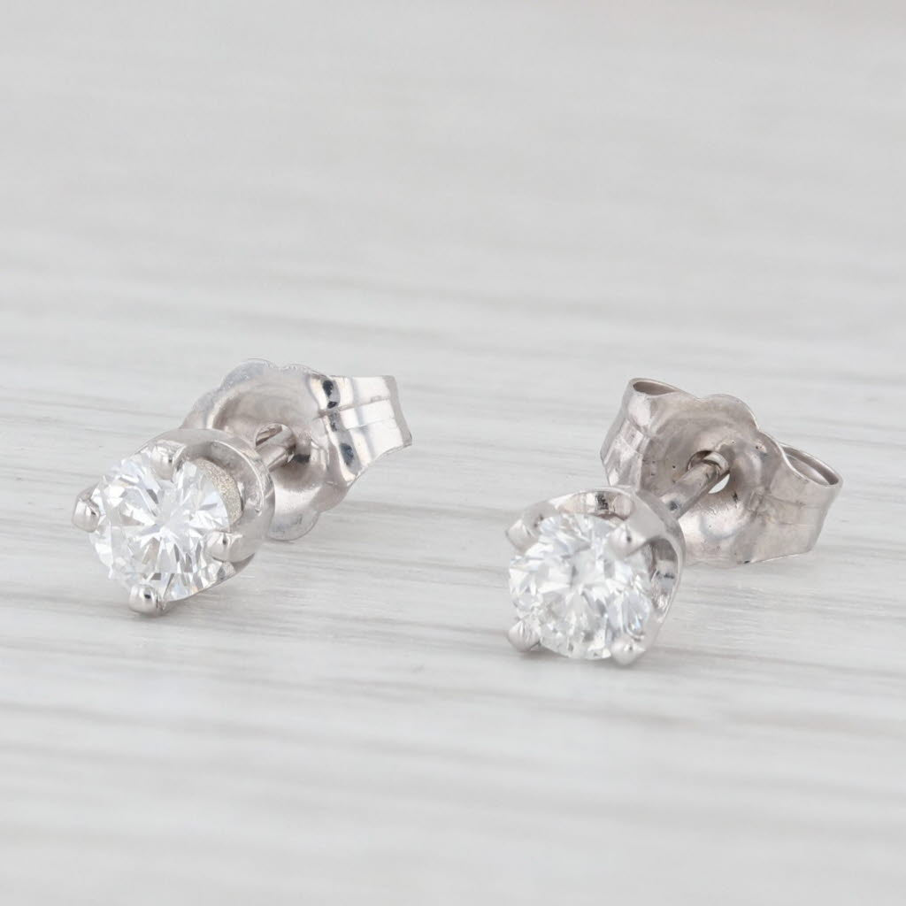 Light Gray 0.40ctw Diamond Round Solitaire Stud Earrings 14k White Gold