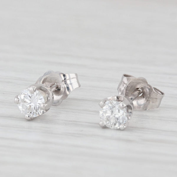 0.40ctw Diamond Round Solitaire Stud Earrings 14k White Gold