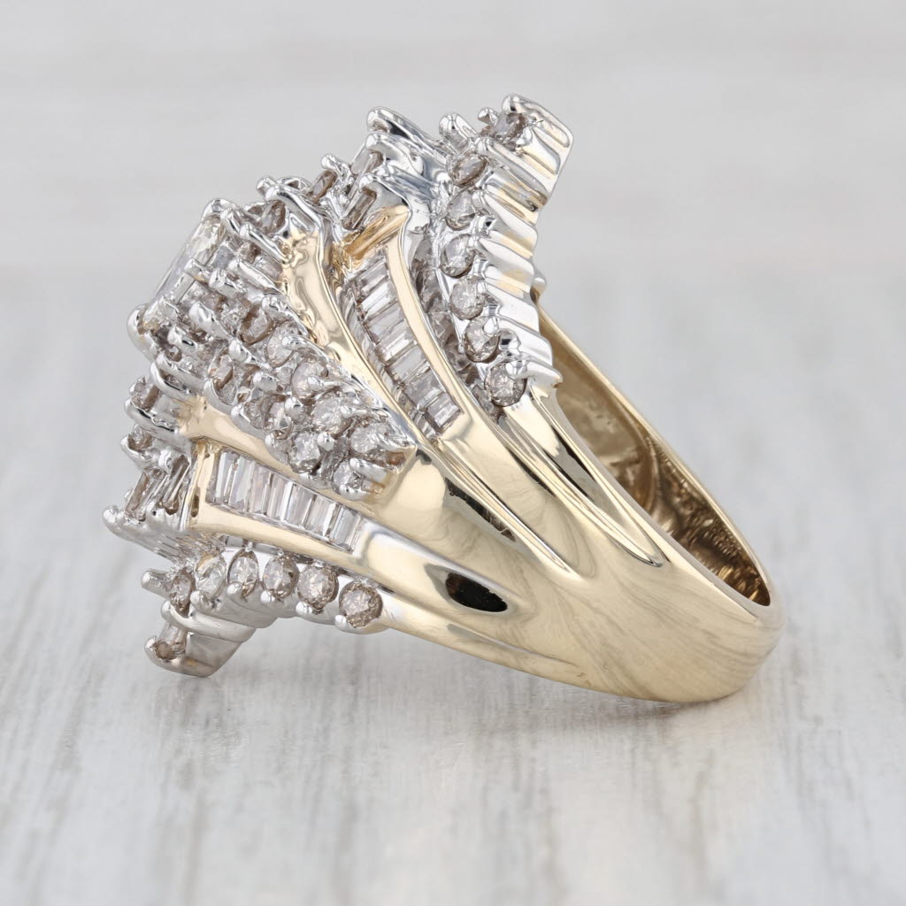 2.68ctw Diamond Cocktail Cluster Ring 14k Yellwo White Gold Size 7.25