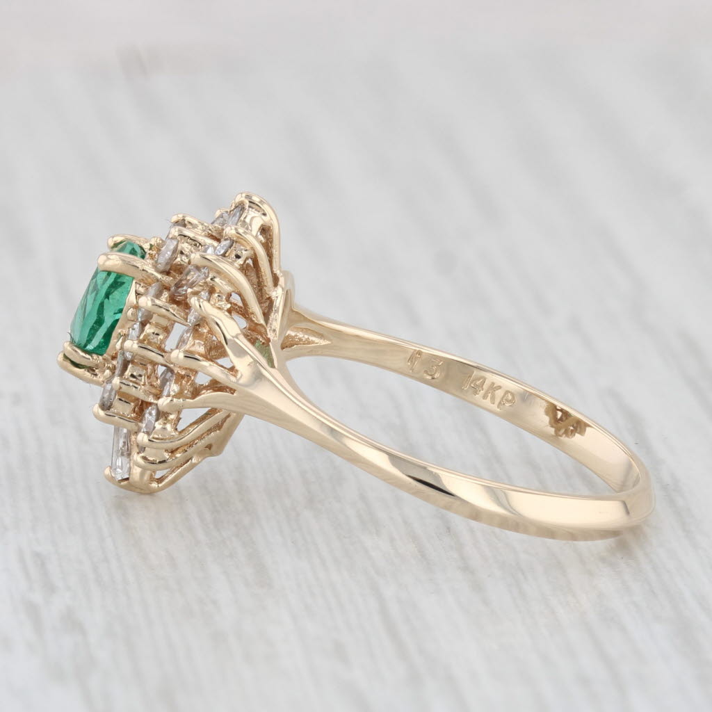 Light Gray 1.05ctw Pear Emerald Diamond Halo Ring 14k Yellow Gold Size 6.5