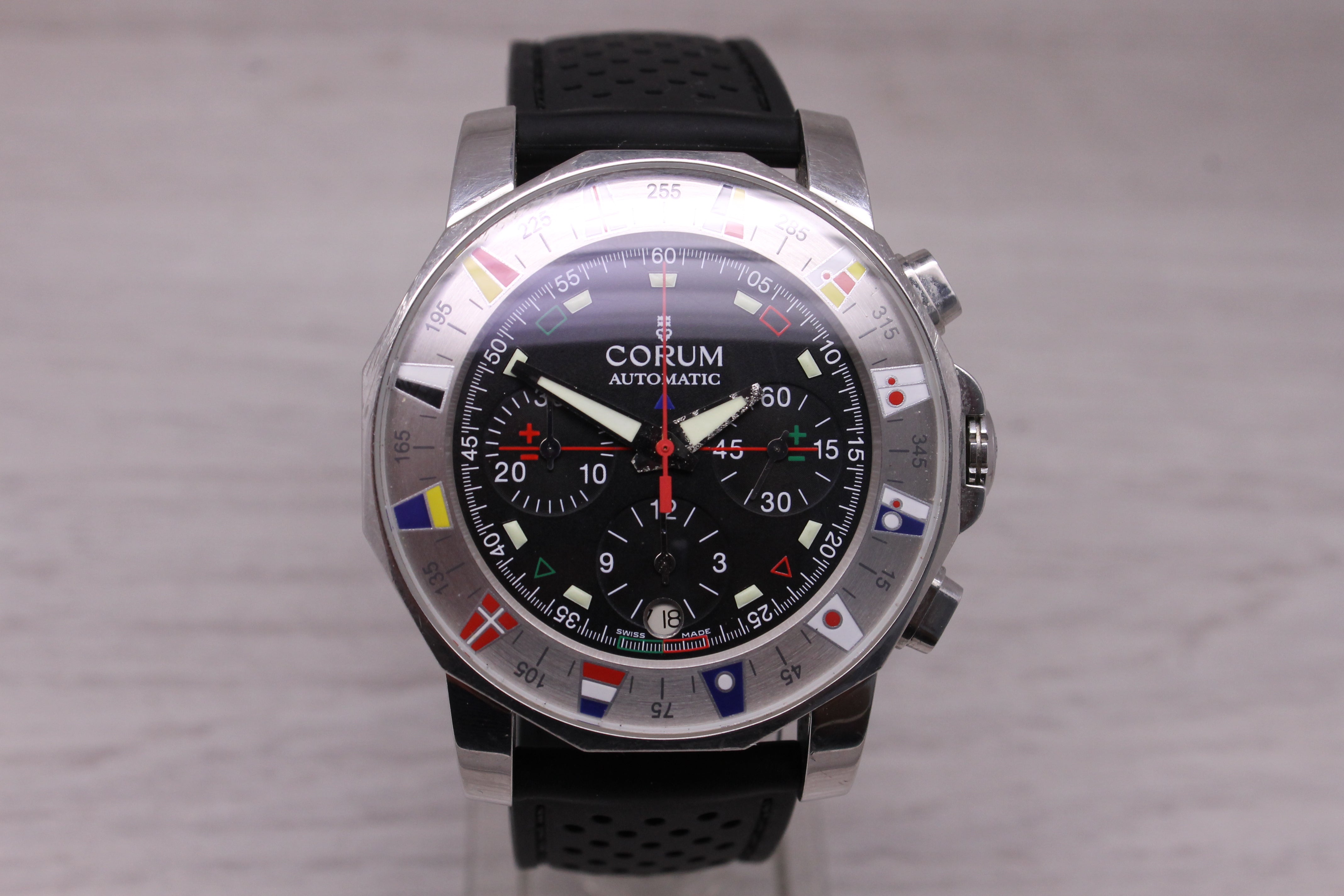 Corum Admirals Cup 285.630.20 Mens Steel 44mm Automatic Chronograph Watch