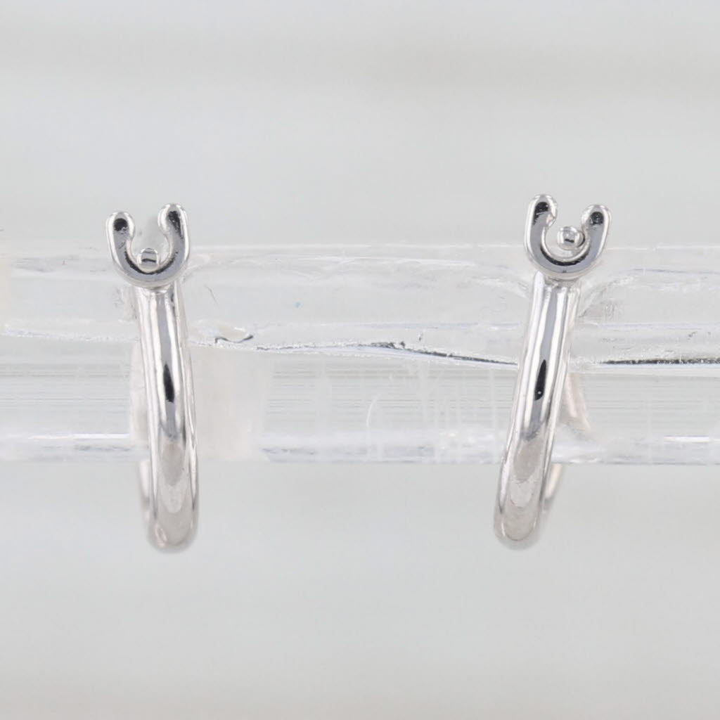 Micro Hoop Huggie Earrings 14k White Gold Snap Top Small Round Hoops