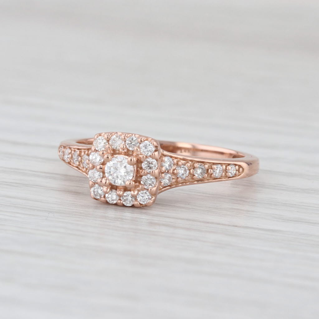 0.34ctw Diamond Halo Engagement Ring 14k Rose Gold Size 7 Keepsake